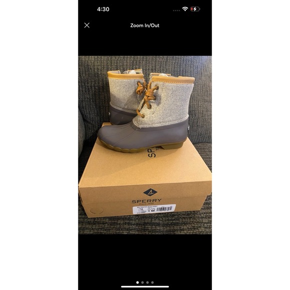 Sperry Saltwater Duck Boots Nib Gray Kids Size 1 - Picture 1 of 4